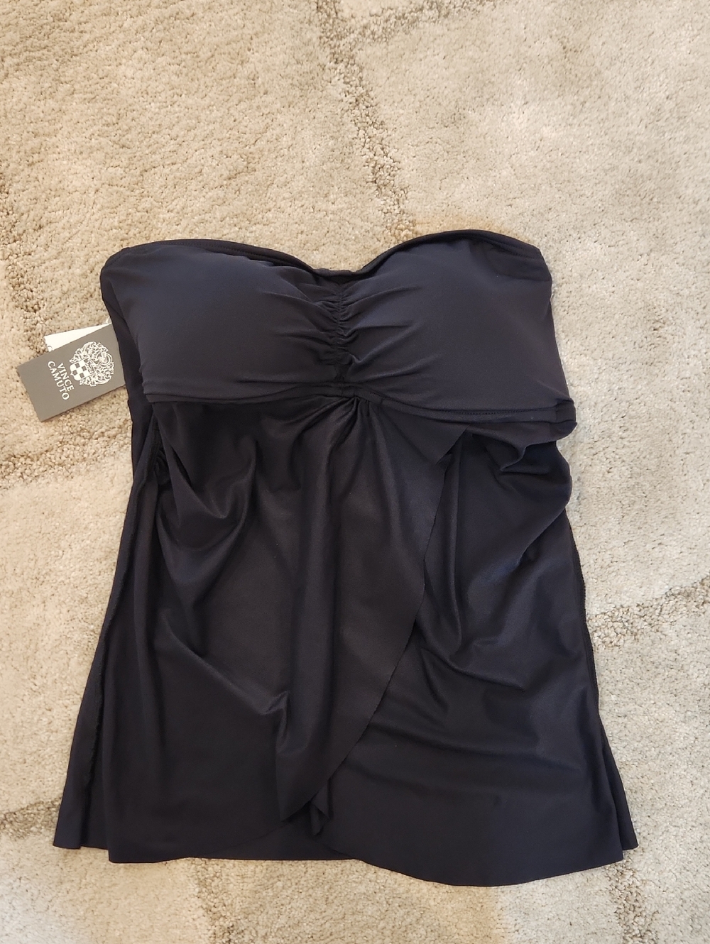 Vince Camuto Black Bandeau Tankini Top With Straps